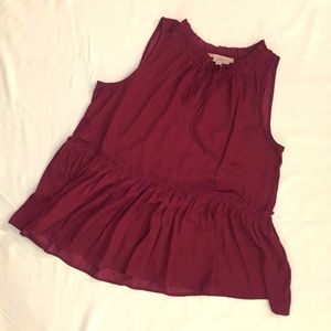 LOFT Red Sleeveless Peplum Top - Medium